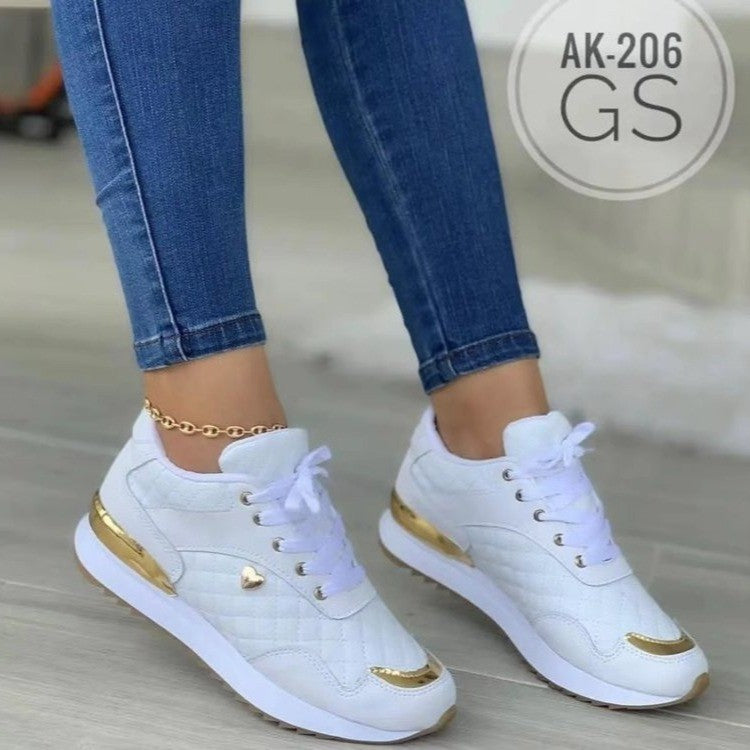 Damen Gepolsterte Sneaker mit Stepp-Optik und goldenen Akzenten Shop Nory