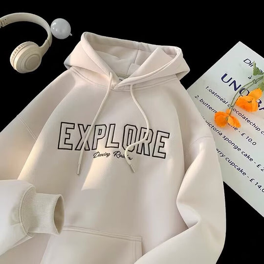 Unisex Oversized Kapuzenpullover mit Schriftzug Shop Nory