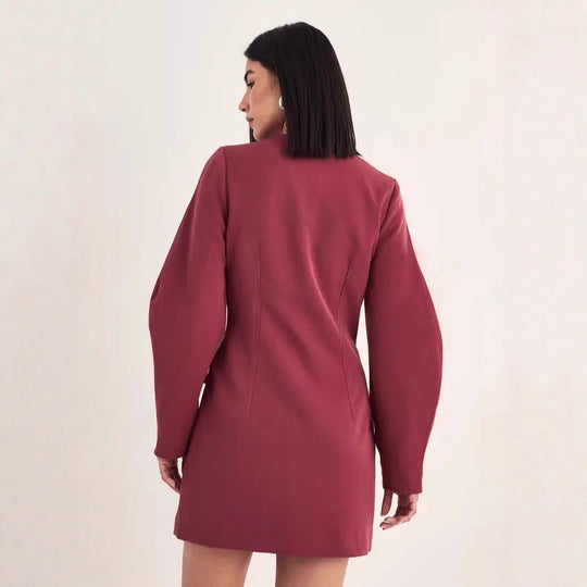 Damen Tailliertes Blazer-Minikleid mit Ballonärmeln und Pattentaschen Shop Nory