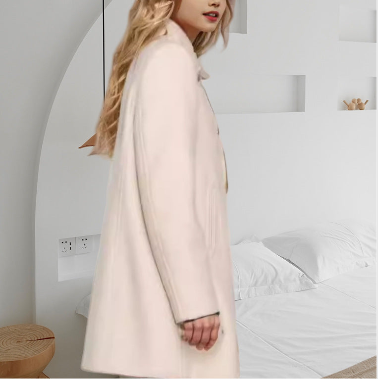 Damen Doppelreihiger Langmantel mit Stehkragen und Zierknöpfen Shop Nory