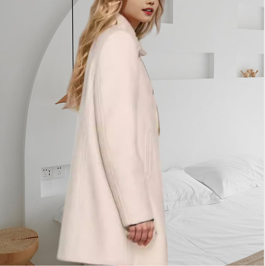 Damen Doppelreihiger Langmantel mit Stehkragen und Zierknöpfen Shop Nory