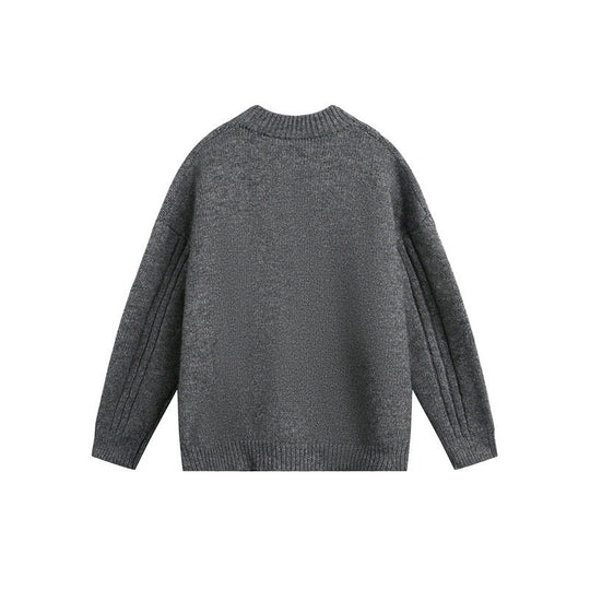 Damen Grobgestrickter Zopf‑Strickpullover mit Henley‑Knopfleiste und Stehkragen Shop Nory