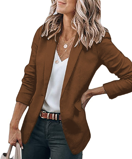 Damen Lockerer Offener Blazer mit dreiviertelärmeln und Eingrifftaschen Shop Nory