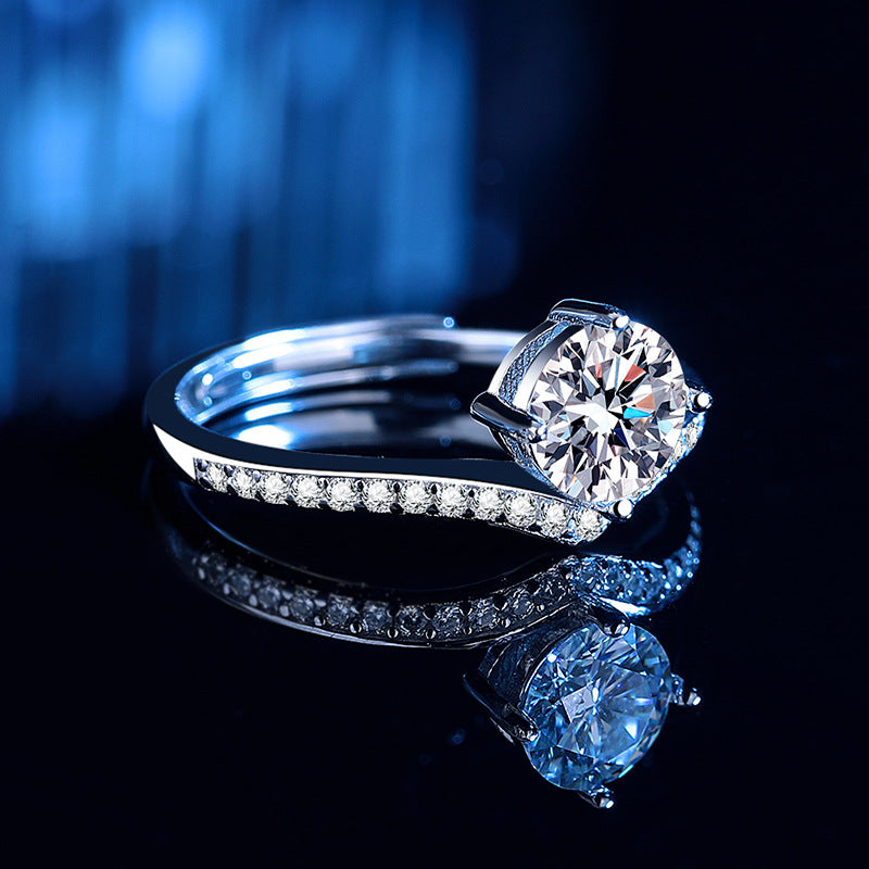 Damen Ring mit funkelndem Zirkonia und elegantem Wellenmuster Shop Nory