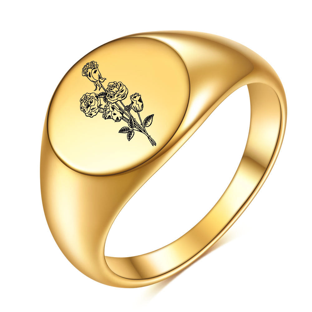 Damen Siegelring mit floralem Motiv und verstellbarem Design Shop Nory