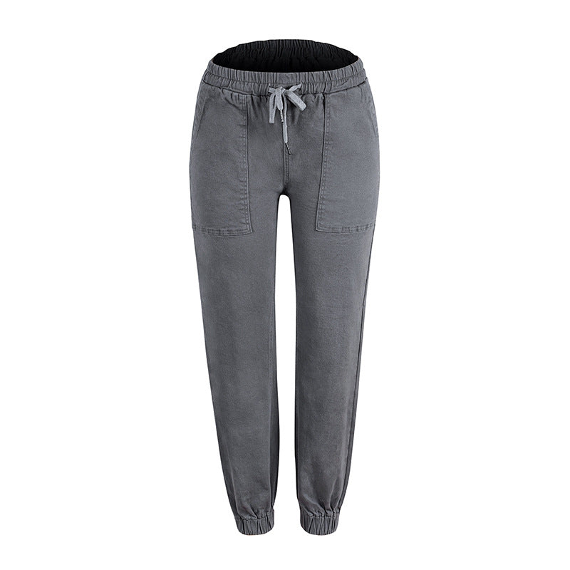 Damen Denim-Joggerhose mit Cargo-Taschen und elastischem Tunnelzugbund Shop Nory