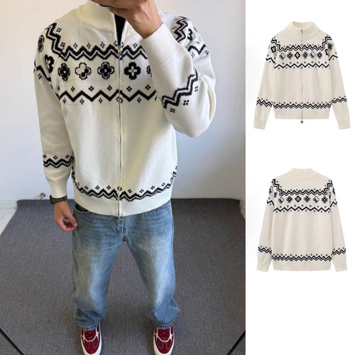 Damen Modischer Strickpullover mit Stehkragen und Reißverschluss Shop Nory