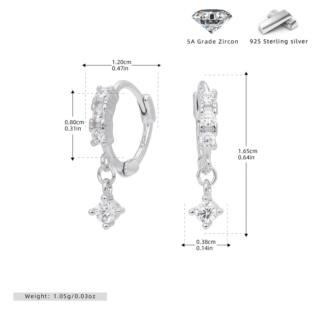 Damen Ohrringe mit funkelnden Zirkon-Anhängern aus hochwertigem 925 Sterling Silber Shop Nory