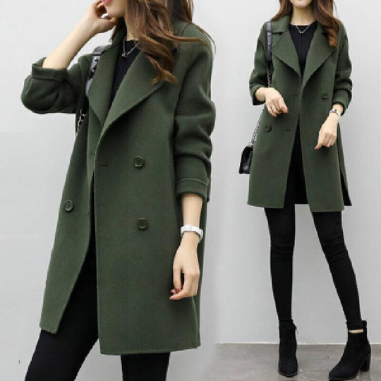 Damen Eleganter Wollmantel mit doppelter Knopfleiste