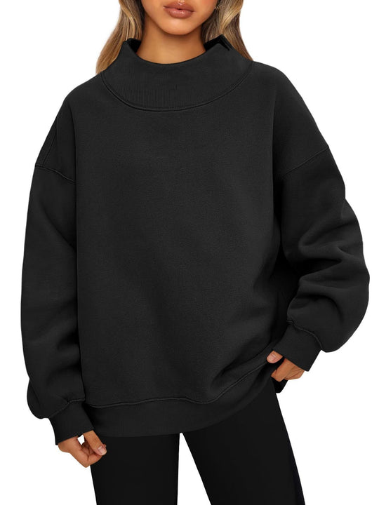 Damen Oversized-Sweatshirt mit hohem Stehkragen und überschnittener Schulter Shop Nory