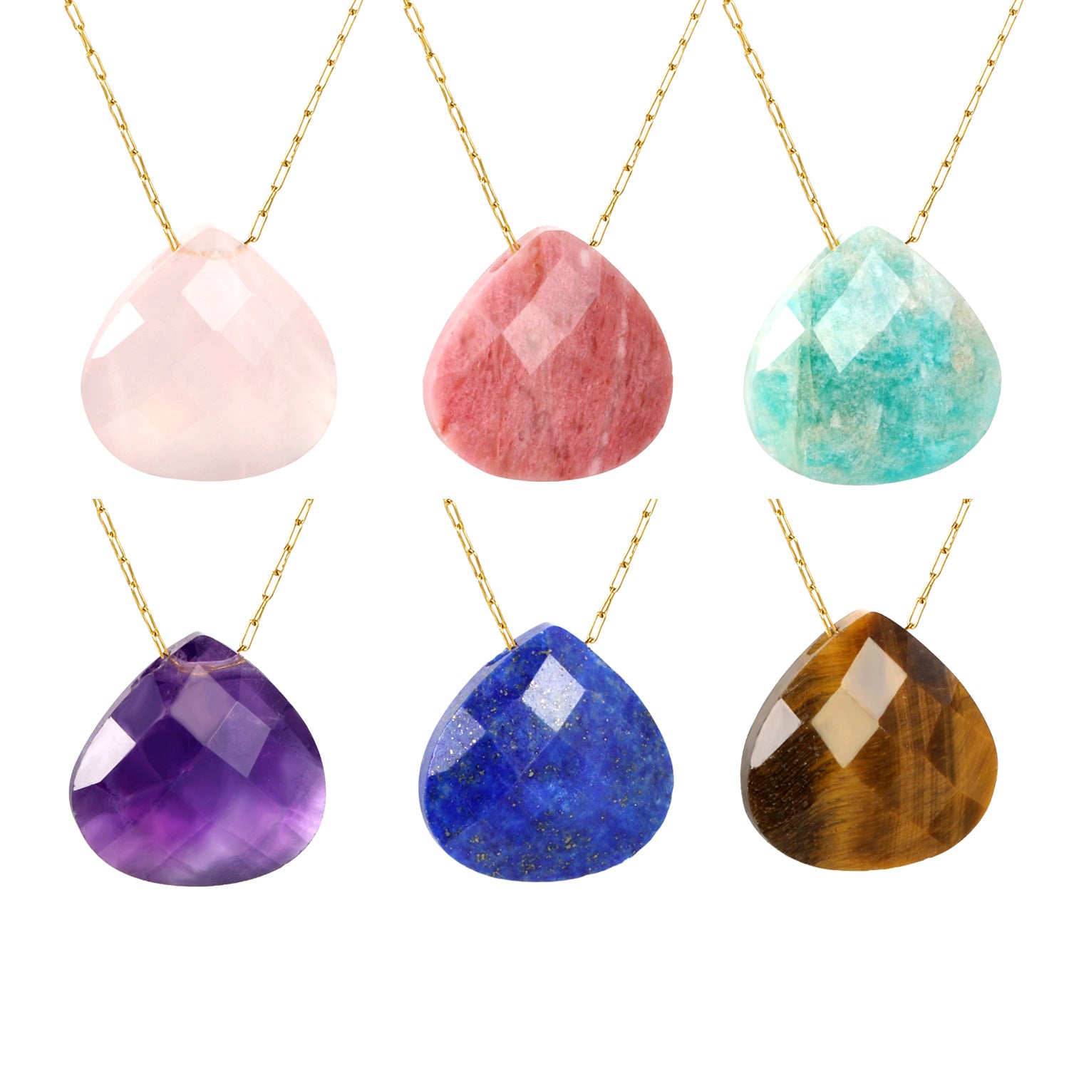 Damen Halskette mit funkelndem Tropfenanhänger und goldplattiertem Edelstahl Shop Nory
