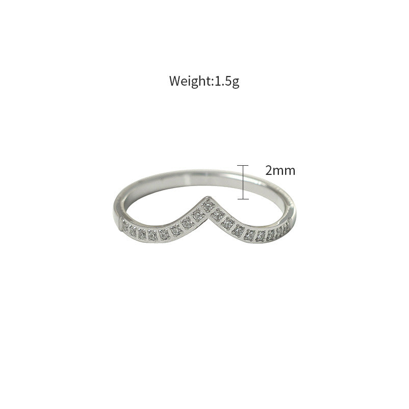 Damen trendiger Wellenring mit funkelnden Zirkonia Shop Nory