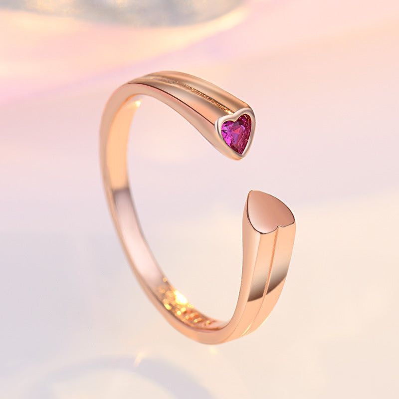 Damen Offener Ring mit Herzmotiv und funkelndem Zirkonia Shop Nory