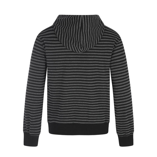 Herren Gestreifte Kapuzenjacke mit Doppelknopf-Optik, Rippenbündchen und Kreuz-Zipper Shop Nory