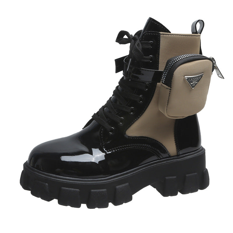 Damen Chunky Boots mit praktischem Seitentaschen-Design