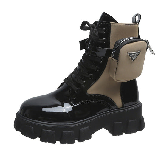 Damen Chunky Boots mit praktischem Seitentaschen-Design