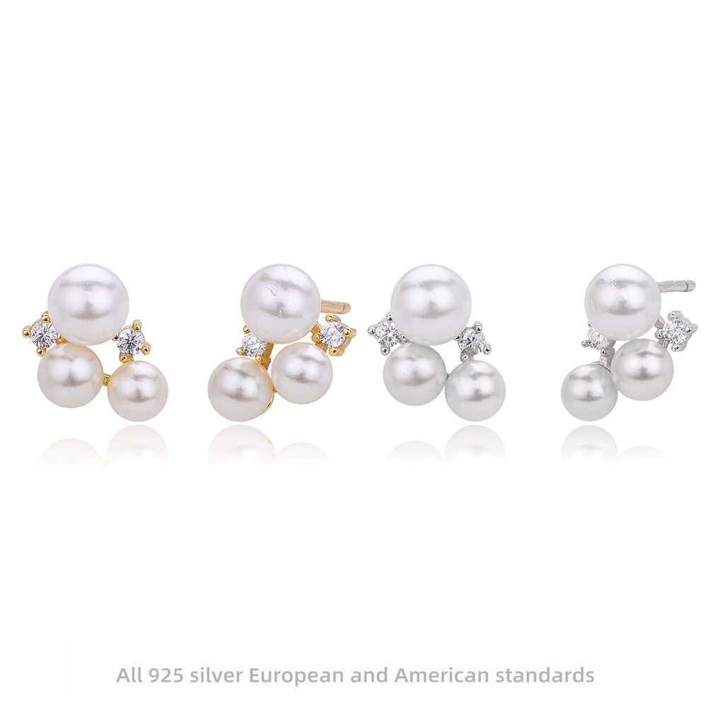 Damen Ohrstecker mit elegantem Perlen- und Zirkon-Akzent Shop Nory