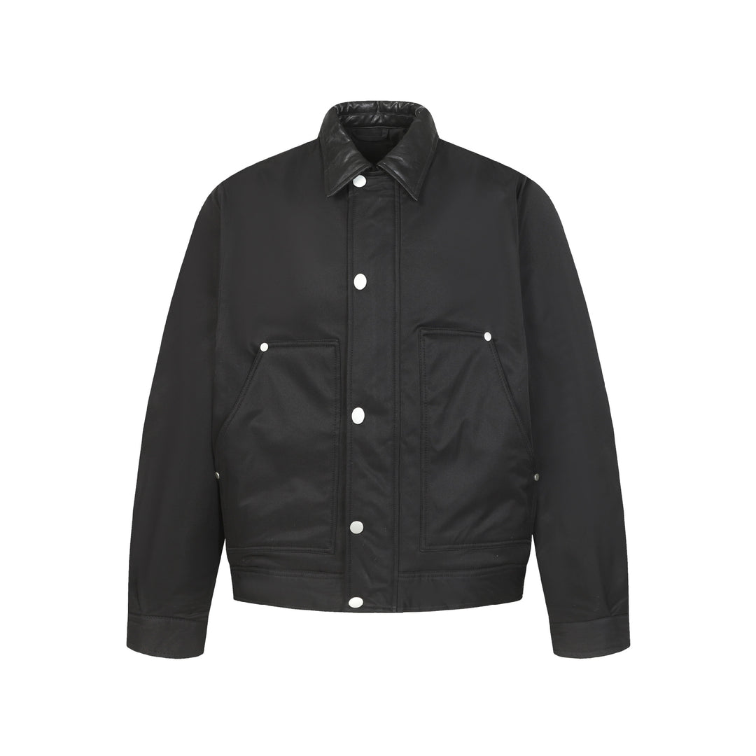 Unisex Kurzboxy gesteppte Blousonjacke mit kontrastierendem Lederoptikkragen Shop Nory