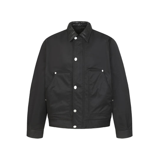 Unisex Kurzboxy gesteppte Blousonjacke mit kontrastierendem Lederoptikkragen Shop Nory