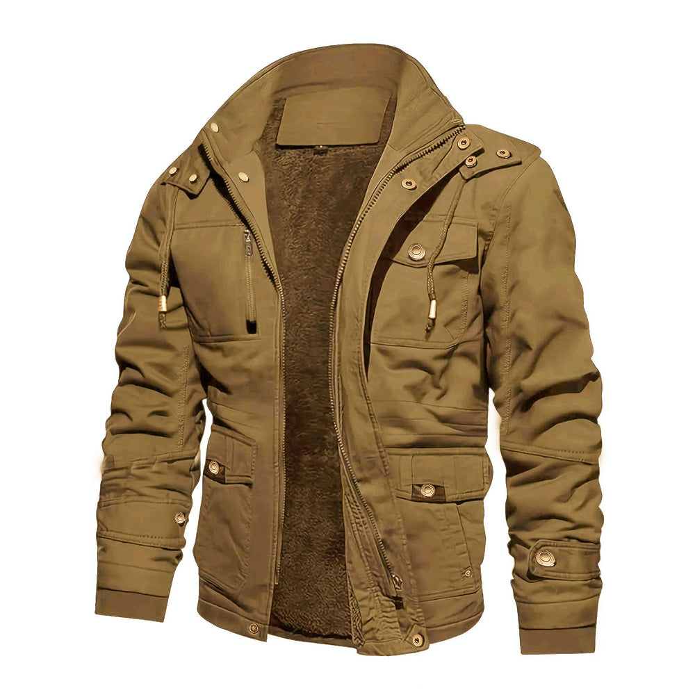 Herren Parka-Jacke mit Teddyfutter Kapuze und Multitaschen Shop Nory