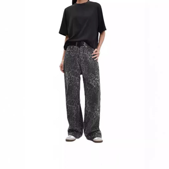 Damen Weit geschnittene Leoprint-Hose mit flexiblem Bund und modischem Design
