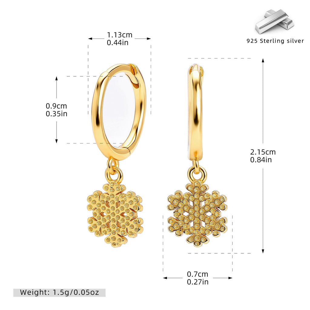 Damen Ohrhänger mit filigranem Schneeflocken-Design aus 925 Sterling Silber Shop Nory