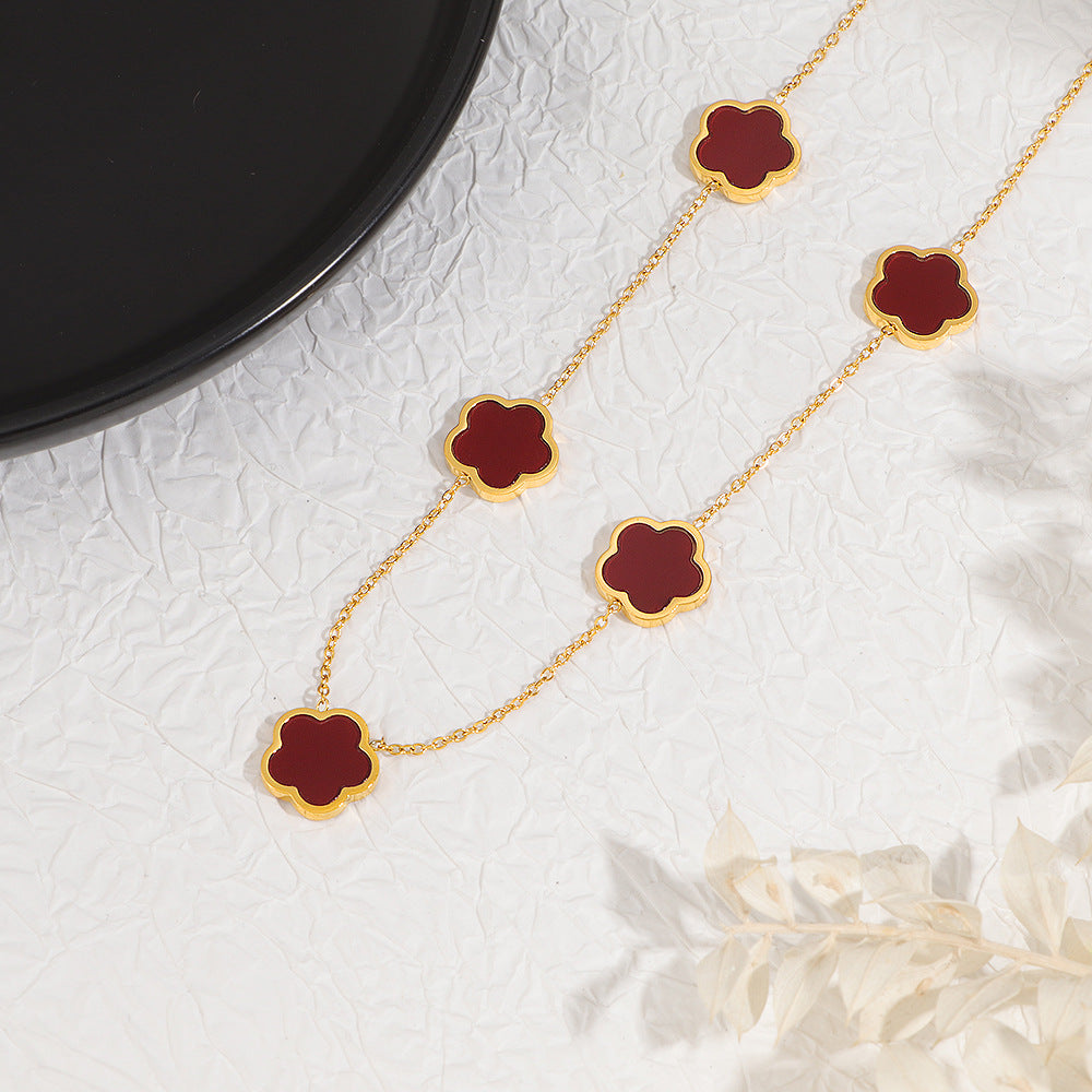 Damen elegante Kette mit blütenförmigen Anhängern Shop Nory