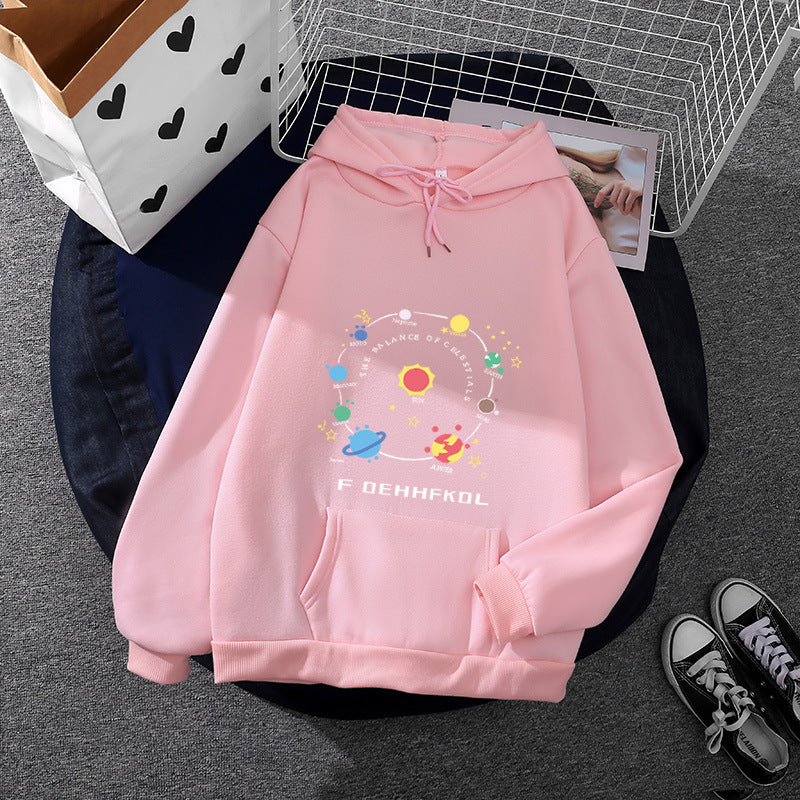 Damen nan Kapuzenpullover im Astronomie‑Print mit Kängurutasche und verstellbarem Kordelzug Shop Nory