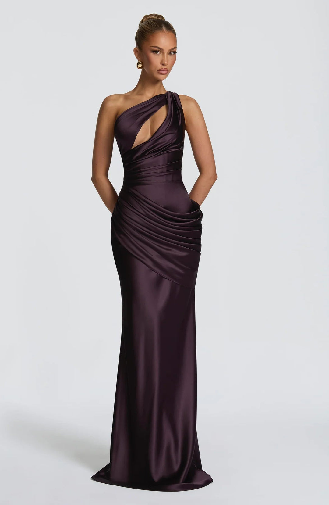 Damen Elegantes Maxikleid mit asymmetrischem Schnitt und raffinierten Drapierungen Shopnory