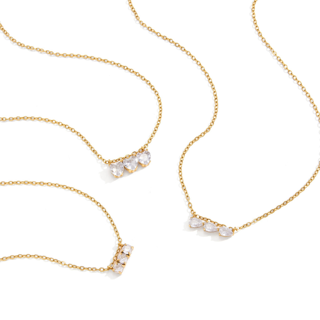 Damen Halskette mit funkelnden Zirkonia und verstellbarem Edelstahlverschluss Shop Nory