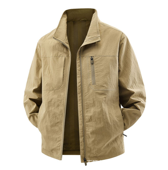 Herren Leichte Field-Utility-Jacke mit Mesh‑Futter, Stehkragen und Reißverschlusstaschen Shop Nory