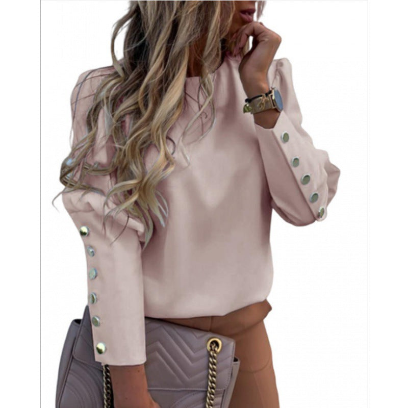 Damen Leichte Bluse mit Leopardenprint, Ballonärmeln und Zierknopfleiste Shop Nory