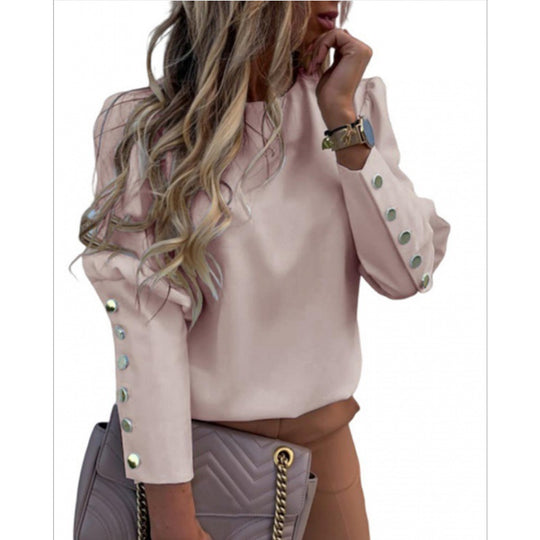 Damen Leichte Bluse mit Leopardenprint, Ballonärmeln und Zierknopfleiste Shop Nory