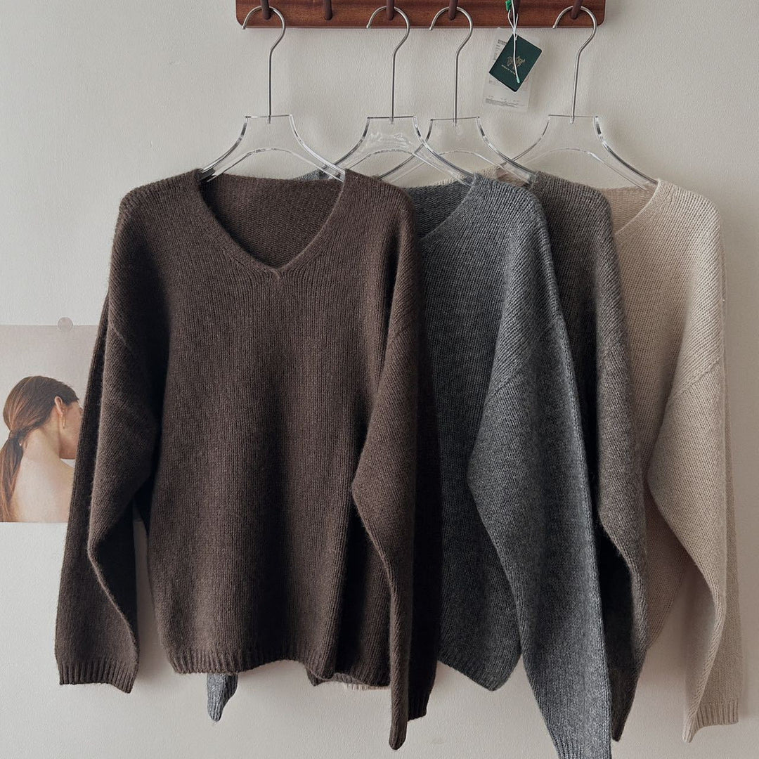 Femme Luxuriöser V-Ausschnitt Pullover