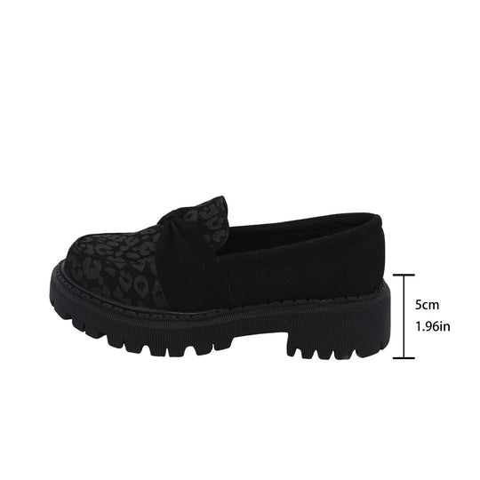 Damen Klobiger Loafer mit dekorativer Knotenschleife und Leoparden‑Spitze Shop Nory