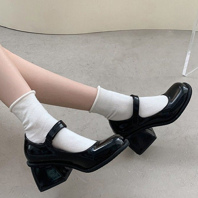 Damen elegante Mary Jane Pumps mit modernem Blockabsatz