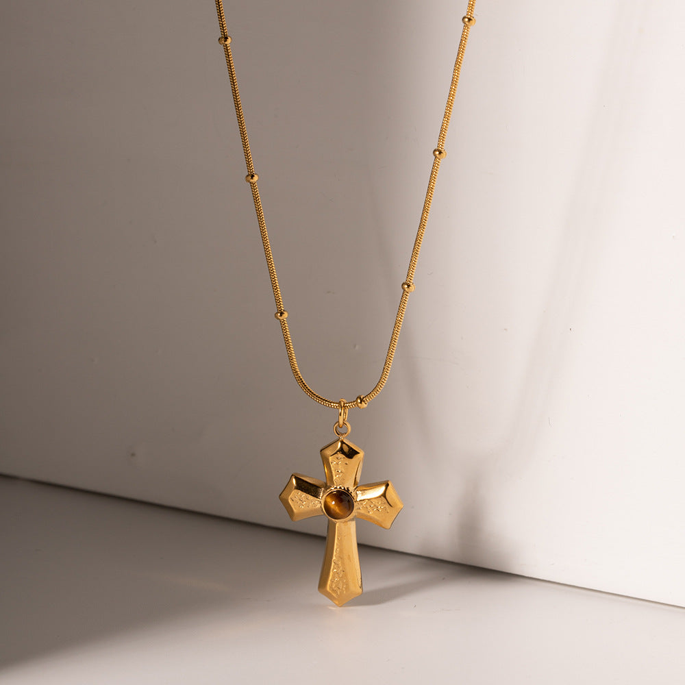 Damen Halskette mit Kreuzanhänger und hochwertigem Goldfinish Shop Nory