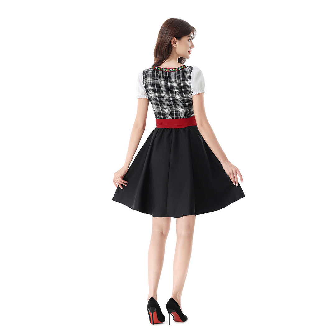 Damen nan traditionelles Dirndlkleid mit Karo-Mieder und gesteppter Schürze Shop Nory