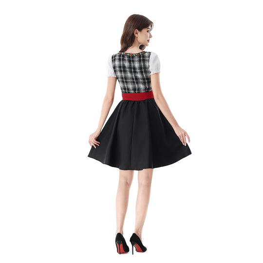 Damen nan traditionelles Dirndlkleid mit Karo-Mieder und gesteppter Schürze Shop Nory