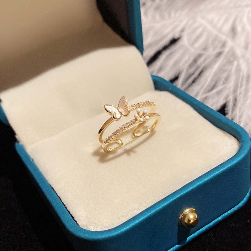 Damen Offener Ring mit filigranem Schmetterlingsdesign Shop Nory