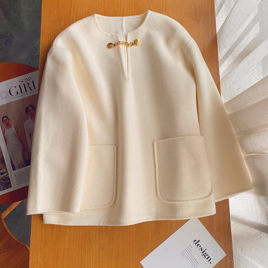 Damen Stilvolle Wolljacke mit langen Ärmeln Shop Nory