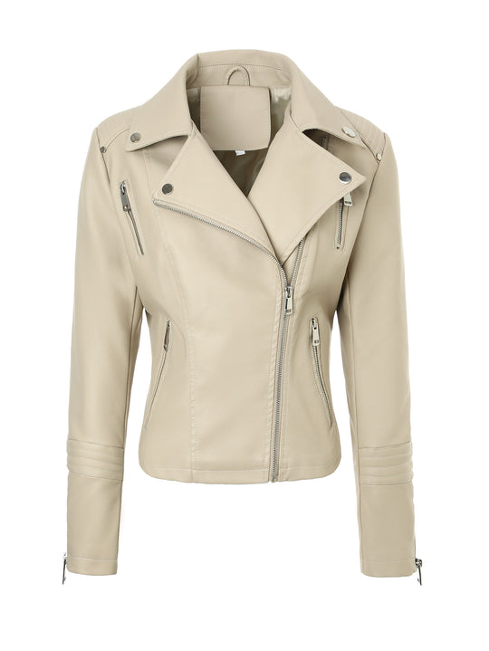 Damen Bikerjacke aus Kunstleder mit taillierter Schnittführung Shop Nory