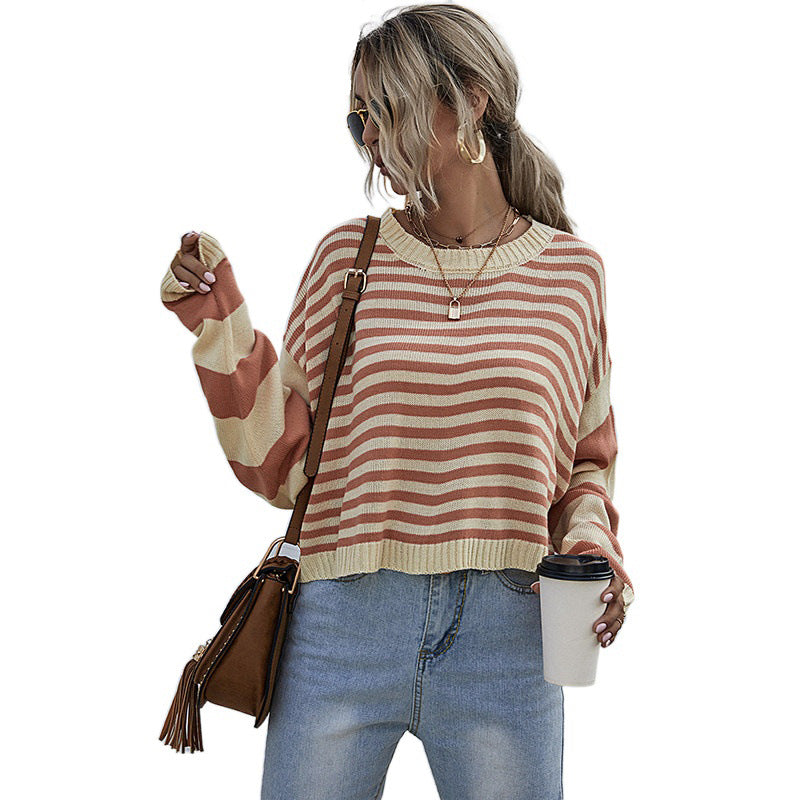 Damen Lässiger gestreifter Pullover Shop Nory