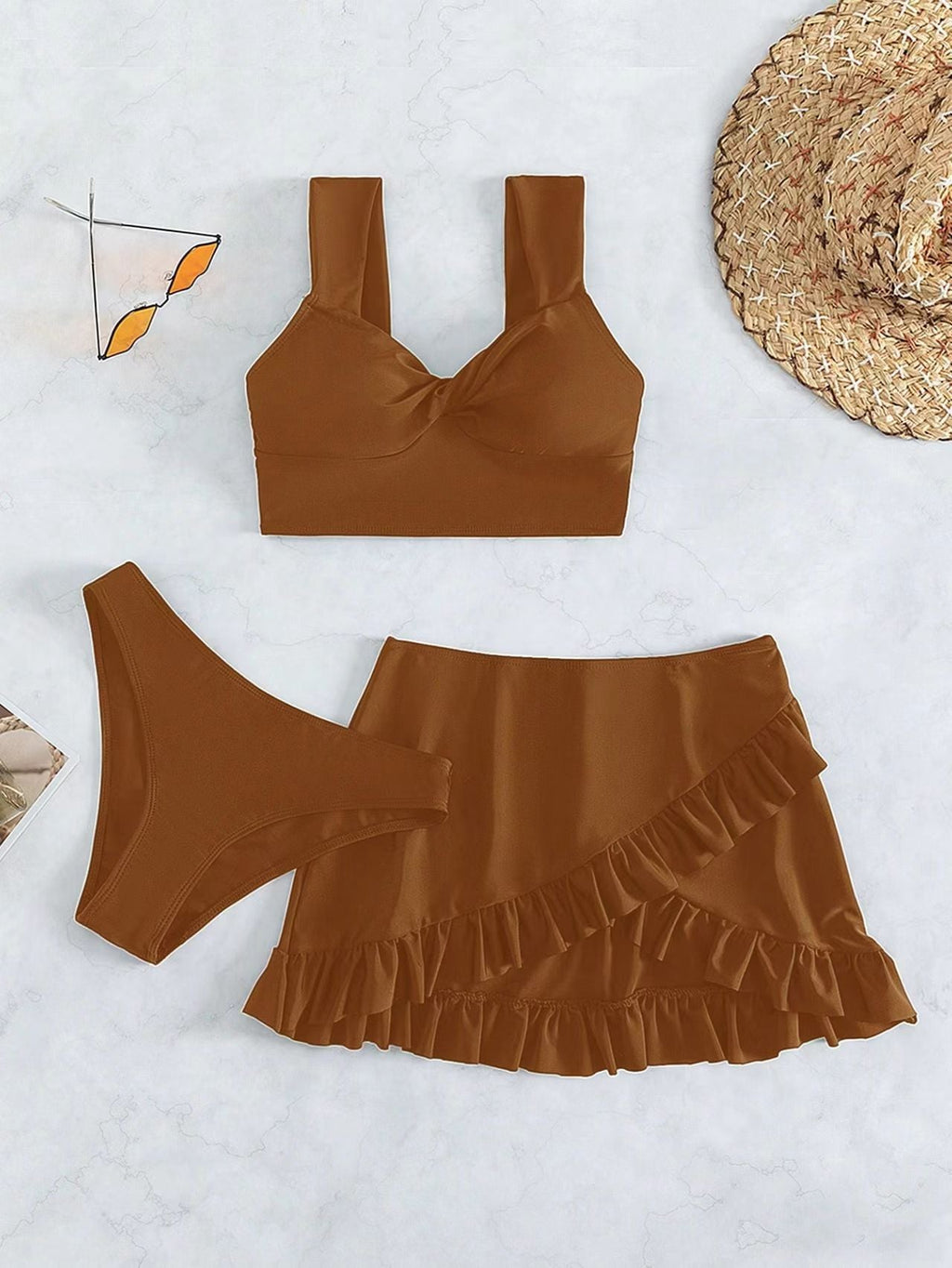 Damen Freizeit-Bikini-Set mit Wickelrock und stützenden Trägern