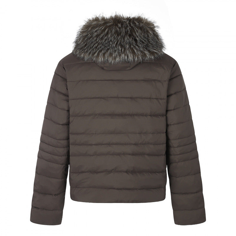 Damen Kurz geschnittene gesteppte Kapuzenjacke mit abnehmbarem Kunstfellkragen und Thermofüllung Shop Nory