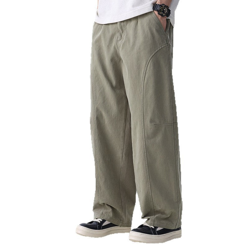 Herren Locker geschnittene Utility-Hose mit weitem Bein, markanten Ziernähten und elastischem Bund Shop Nory