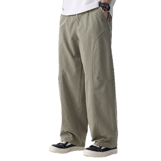 Herren Locker geschnittene Utility-Hose mit weitem Bein, markanten Ziernähten und elastischem Bund Shop Nory