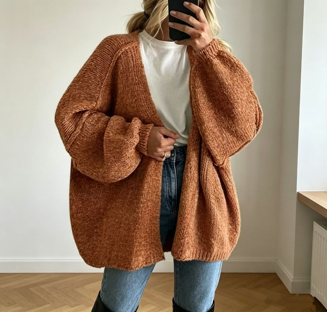 Damen Oversized Grobstrick-Cardigan mit weitem Ärmel Shop Nory