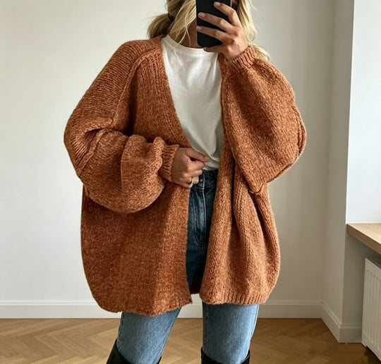 Damen Oversized Grobstrick-Cardigan mit weitem Ärmel Shop Nory