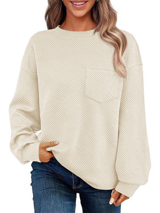 Damen Oversize Strukturstrick-Pullover mit Brusttasche Shop Nory